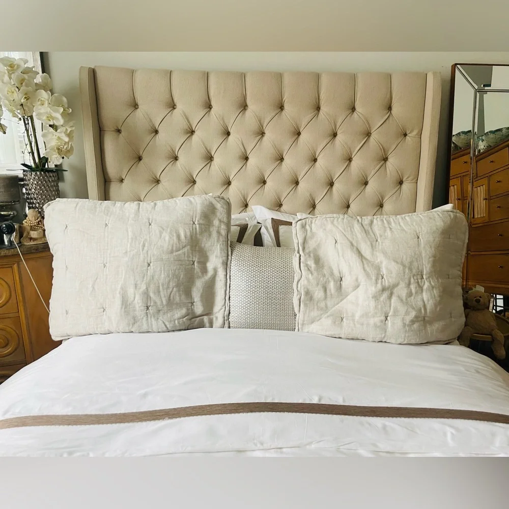 RESTORATION HARDWARE 2 LINEN GAUZE DUNE BEIGE 20x28 Pillow Shams